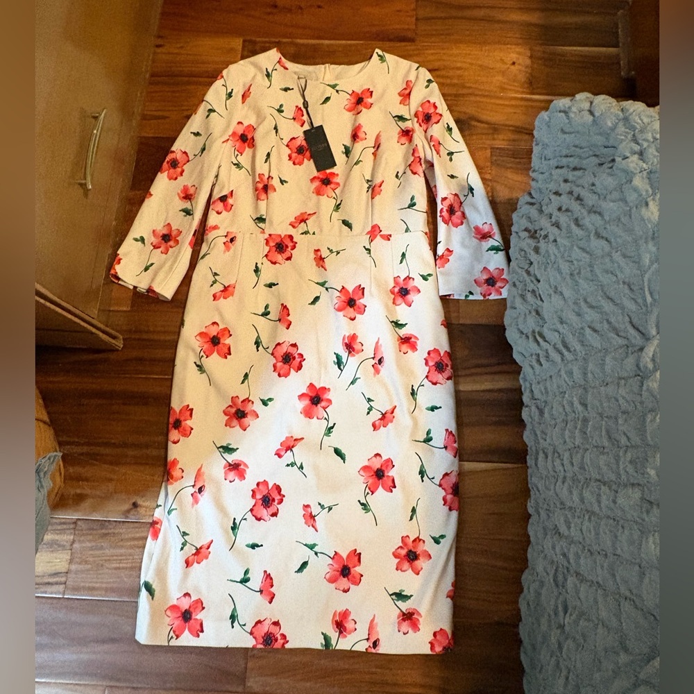 NWT Hobbs London Aleena Floral Midi Dress US‎ 10 UK 14 Cream Red (1026)